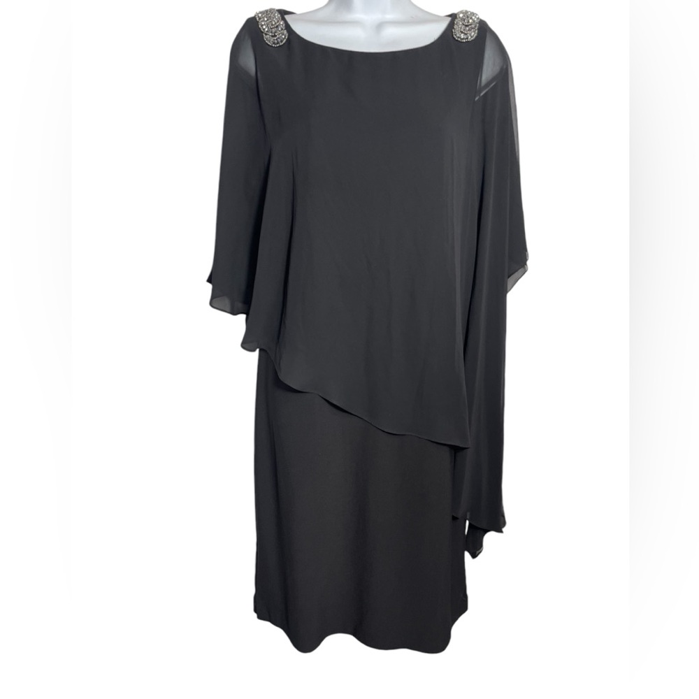 Scarlett dress size 14 Tall stunning black chiffon dress with rhinestones‎ 🖤🖤
